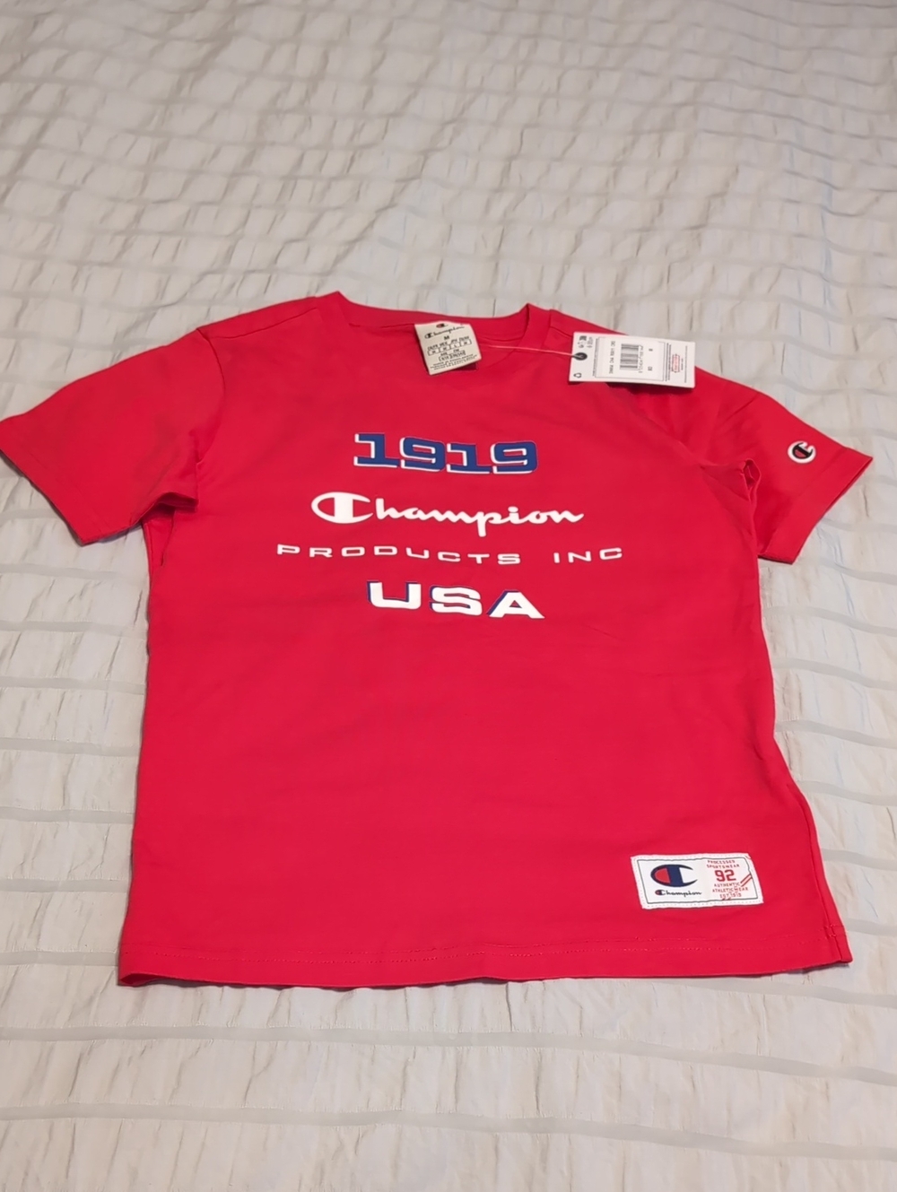 New Boys Size M Champion Red Cotton T-shirt
